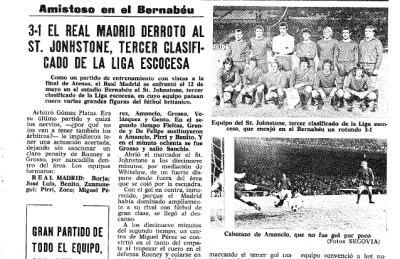 Headline: Real Madrid defeat St Johnstone - Third in the Scottish League